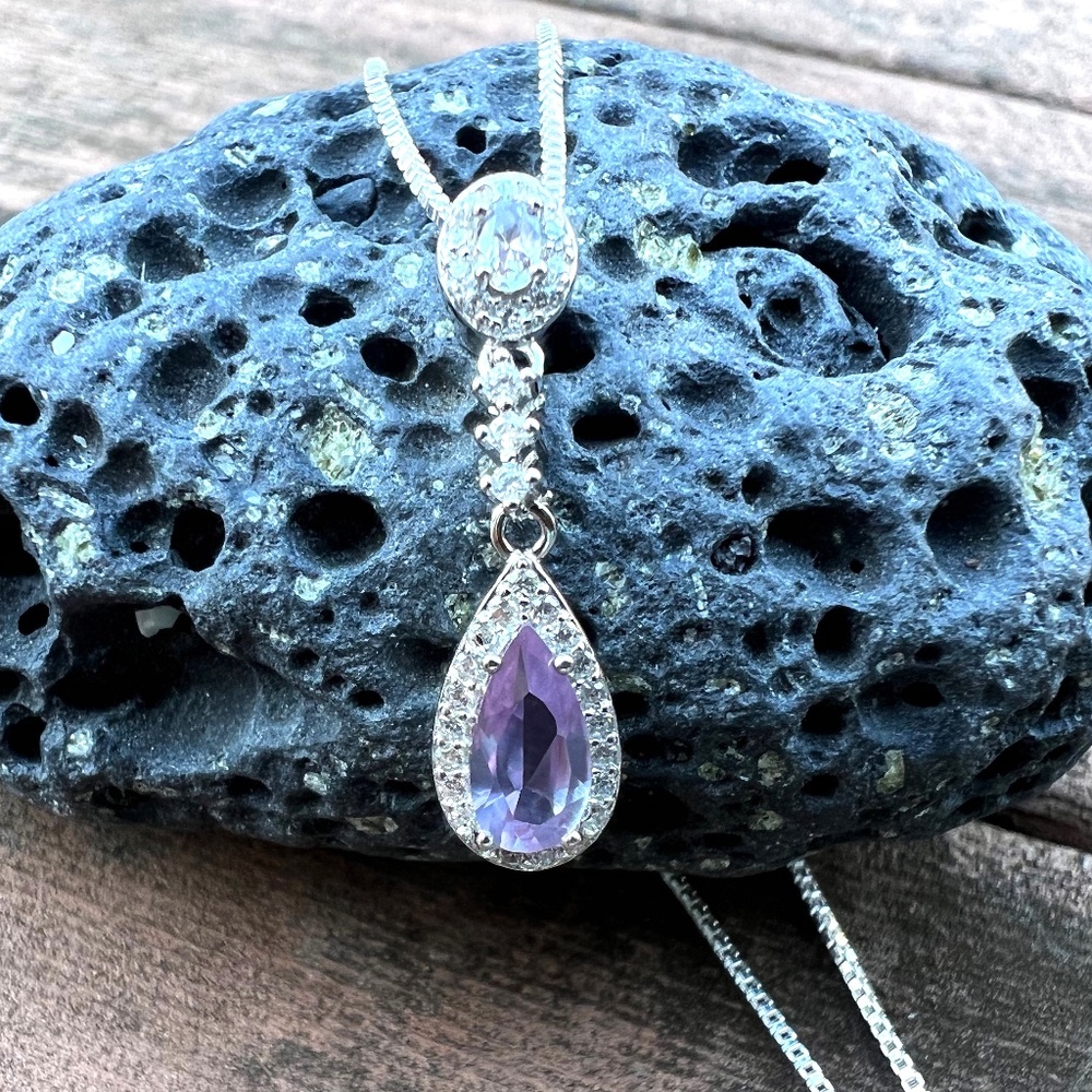 Handmade Color Change Alexandrite Pendant Handcrafted in Sterling Silver 925